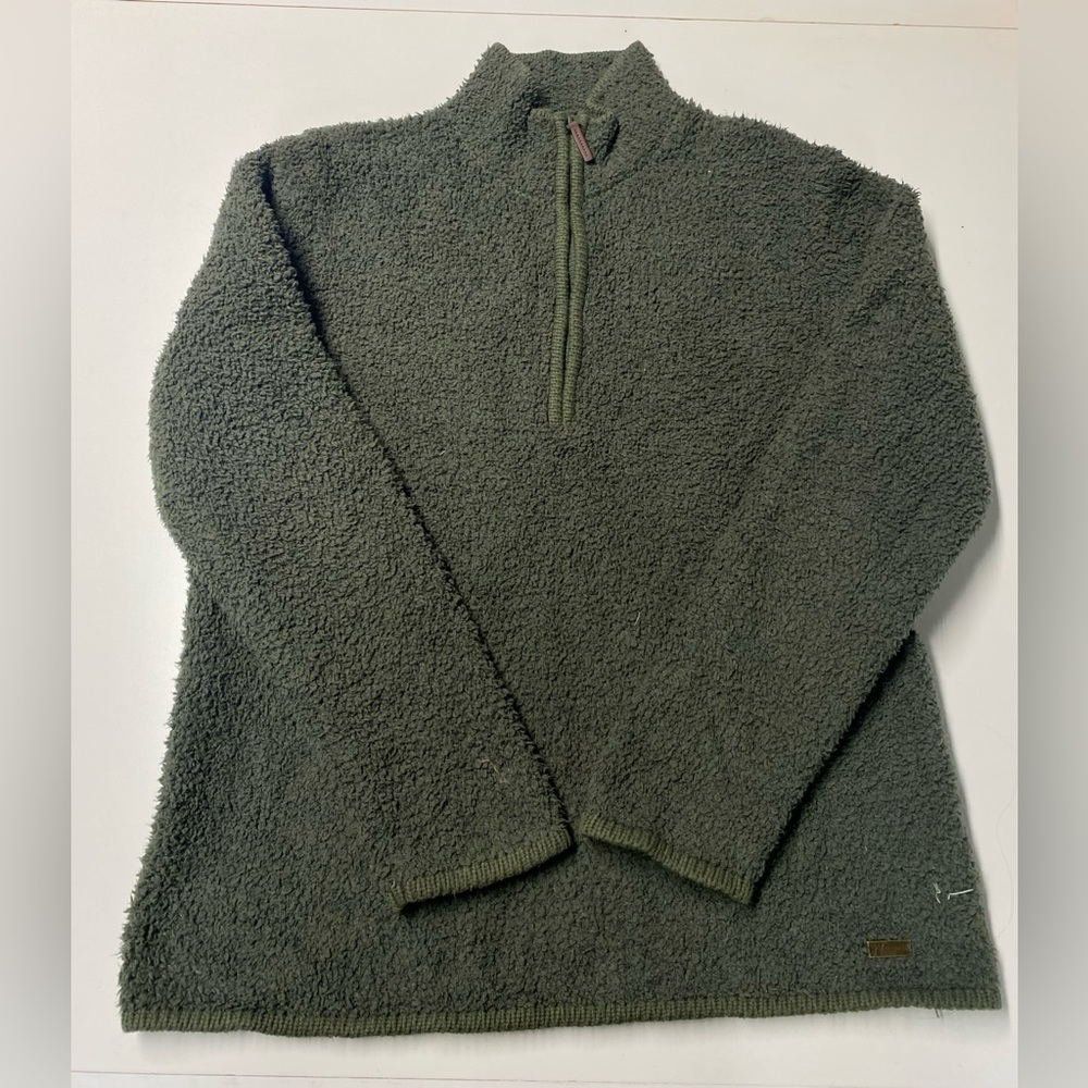 Green Fuzzy 1/4 Zip Pull Over - medium